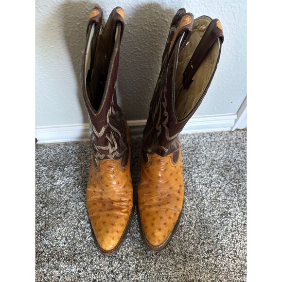 ❤️Montana Men’s Full Quill Ostrich Leather Cowboy Boots Sz8
